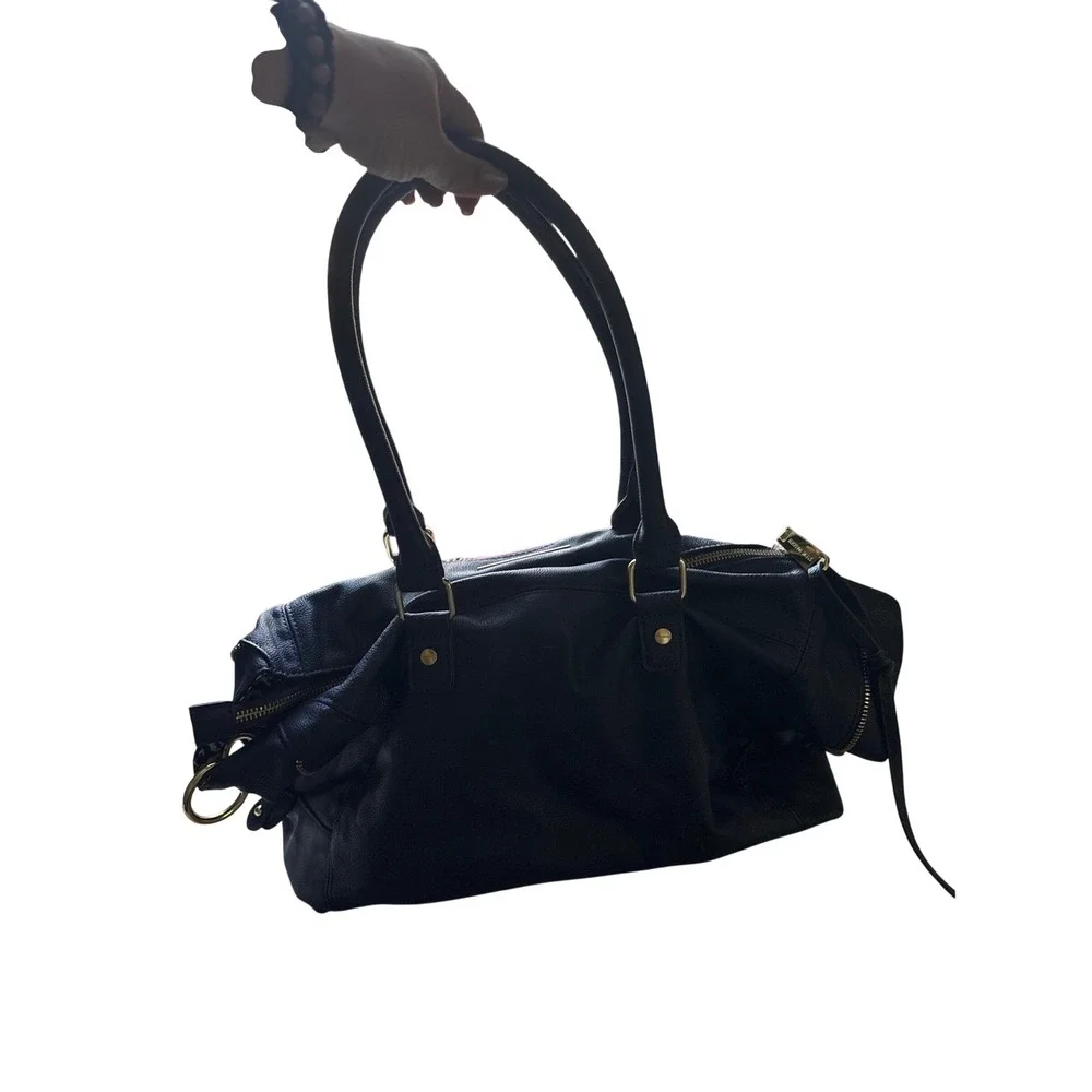 Steve Madden Satchel Bag Womens Large Navy‎ Blue Coral Colorblock Tassel